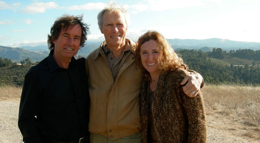 Filmmakers Michael and Carole Wilson with Clint Eastwood